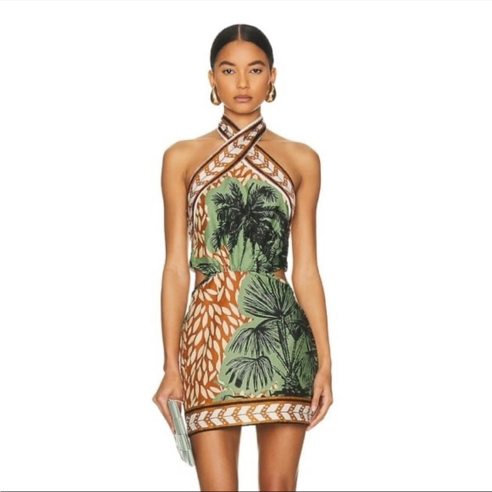 Johanna Ortiz Reminders of Paradise mini halter dress tropical